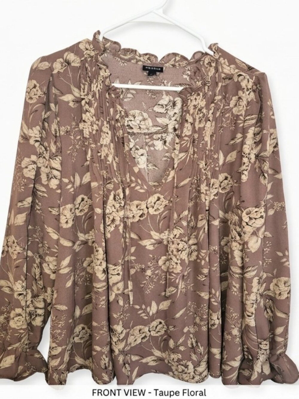 Torrid Peasant Pintuck Blouse Taupe 00 Floral BOHO Bloomcore Fairycore